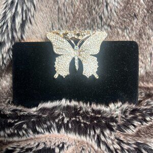 Diamond Encrusted Butterfly Black and Gold Evening Bag/Clutch